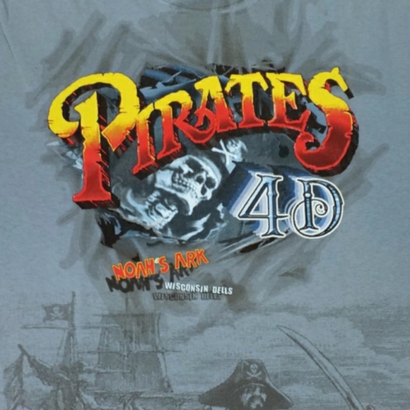 Gildan Noah's Ark Pirates 4D Blue Short Sleeve Crew Neck Graphic T Shirt Mens - Picture 3 of 12